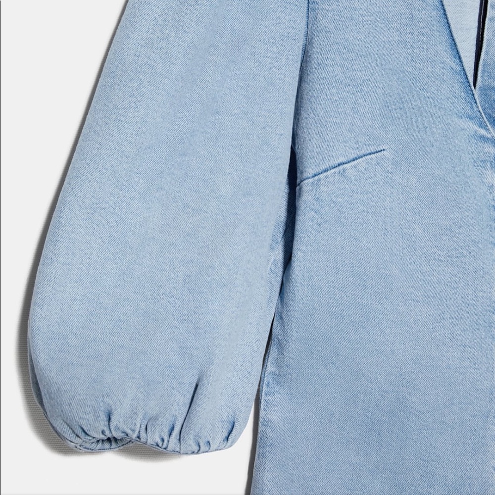 ZARA BNWT Denim Dress with Balloon Sleeves - Picture 7 of 11
